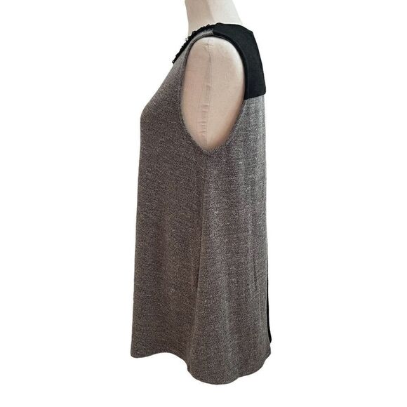 THML Sleeveless Knit Long Top Back Zip Fringe Trim Neckline Black + Gray XS - Picture 5 of 8